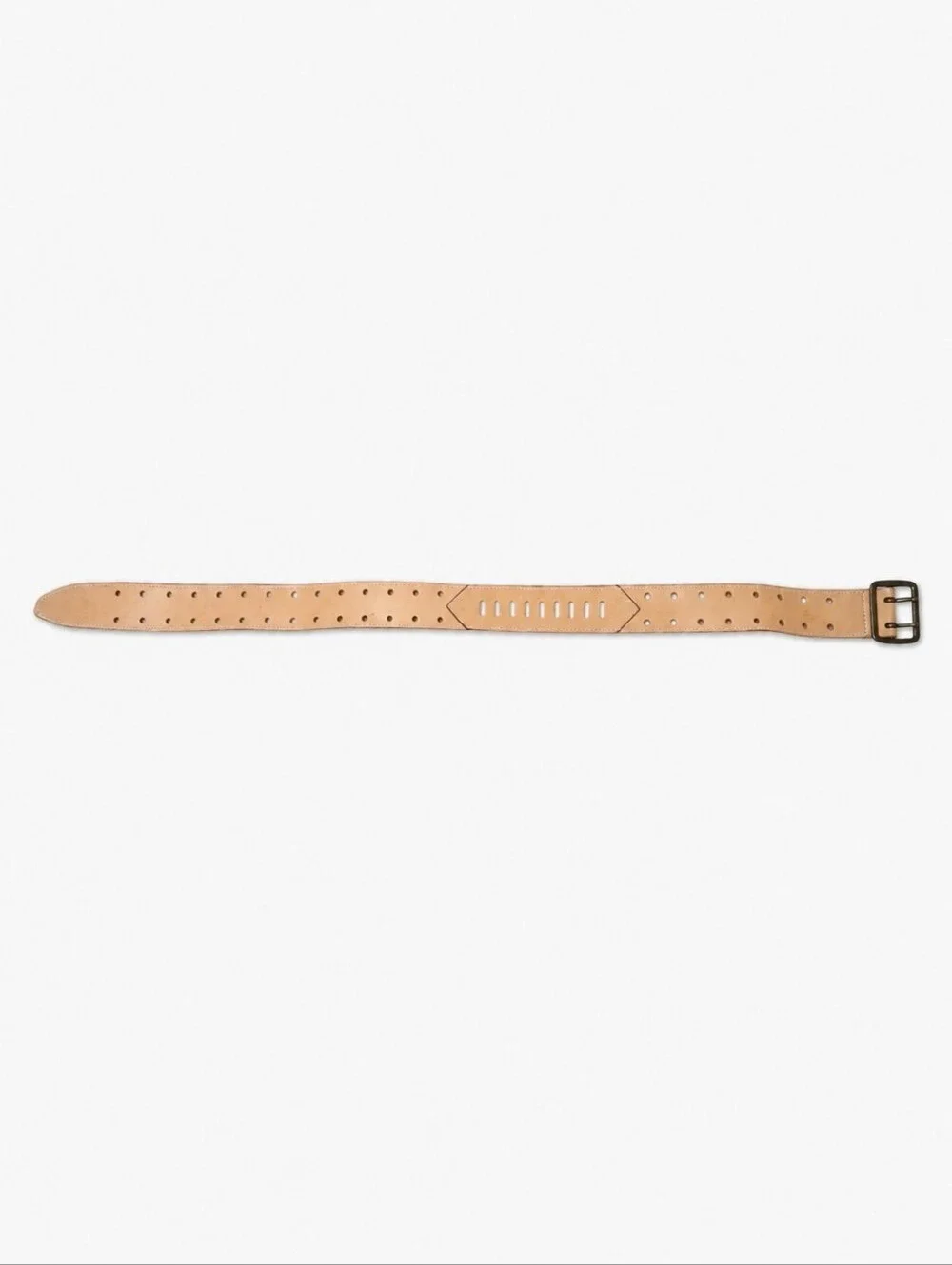 ALAIA | Tan Leather Wide Belt FR 70 | Double Prong Buckle